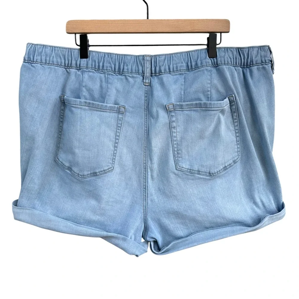 Torrid Set of 2 Pull-On Denim Drawstring Shorts Cuffed Hem 3X Light & Dark Wash